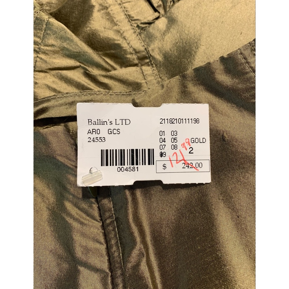 Areli Ballin's Gold Silk Taffeta Skirt Sz 2 - Picture 7 of 11